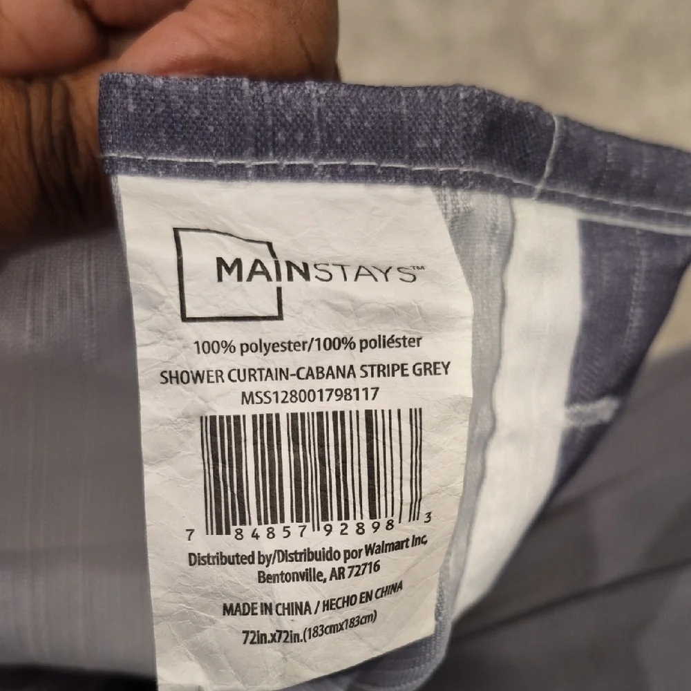 Mainstays Cabana Striped Gray, Ribbed Textured Shower Curtain